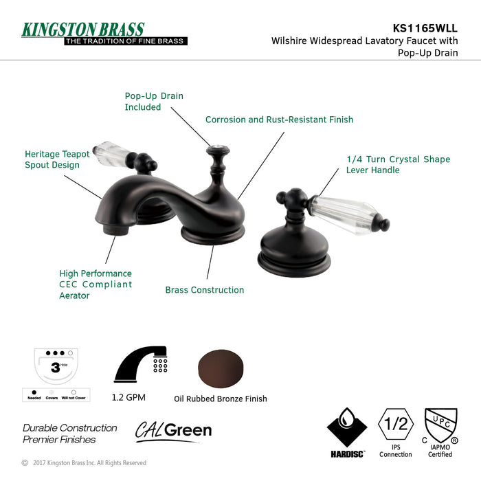 Kingston Brass KS1165WLL 8 in. Widespread Bathroom Faucet, Oil Rubbed Bronze