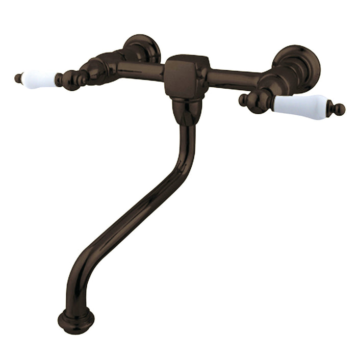 Kingston Brass KS1215PL Heritage Wall Mount Bathroom Faucet, Oil Rubbed Bronze