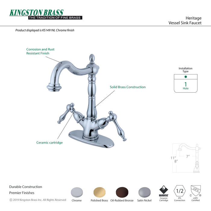 Kingston Brass KS1495NL Vessel Sink Faucet, Oil Rubbed Bronze