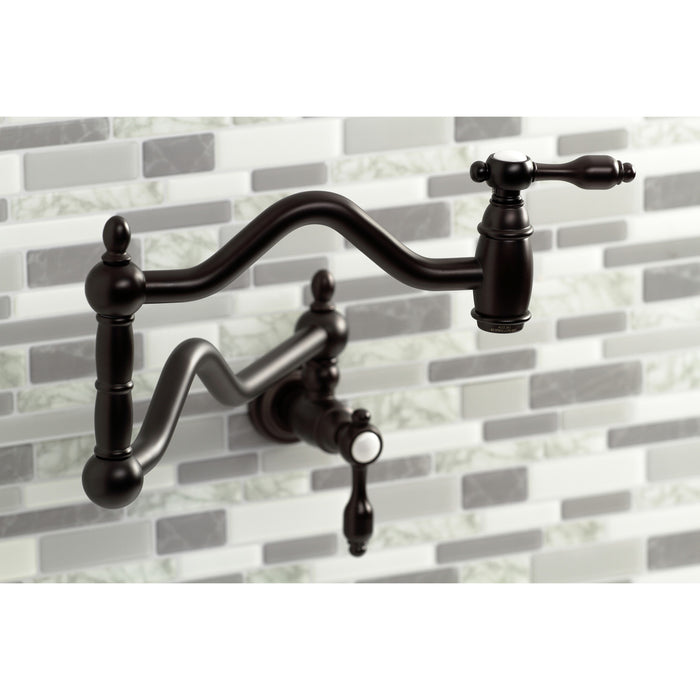 Kingston Brass KS2105TAL Tudor Wall Mount Pot Filler, Oil Rubbed Bronze