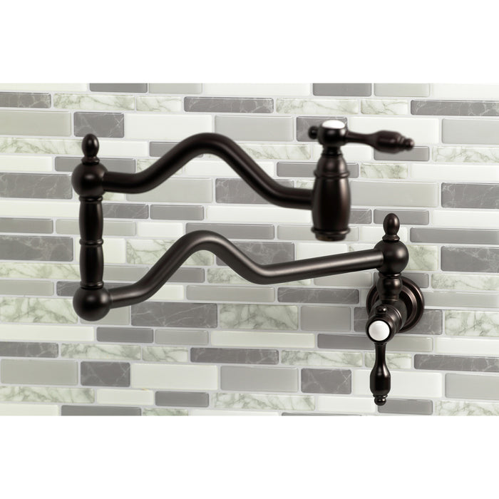 Kingston Brass KS2105TAL Tudor Wall Mount Pot Filler, Oil Rubbed Bronze