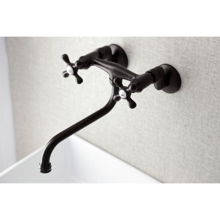 Kingston Brass KS215ORB Kingston Two Handle Wall Mount Bathroom Faucet, Oil Rubbed Bronze