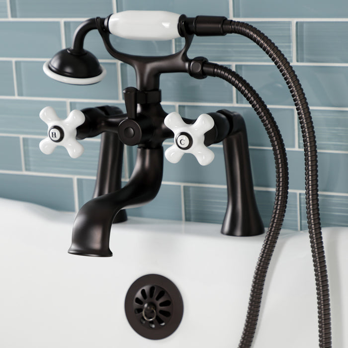 Kingston Brass KS228PXORB Kingston Deck Mount Clawfoot Tub Faucet with Hand Shower, Oil Rubbed Bronze