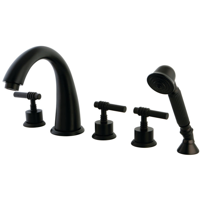 Kingston Brass KS23655ML Manhattan 5-Piece Roman Tub Faucet with Hand Shower, Oil Rubbed Bronze