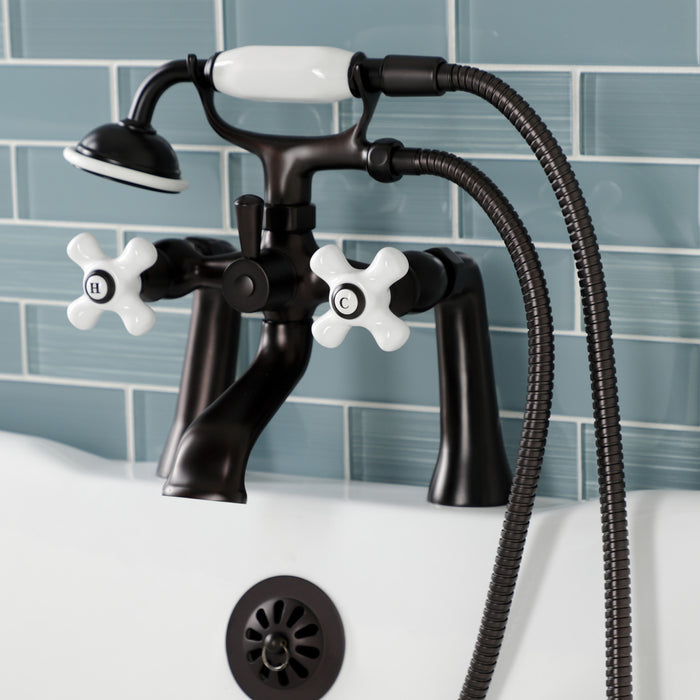 Kingston Brass KS268PXORB Kingston Deck Mount Clawfoot Tub Faucet with Hand Shower, Oil Rubbed Bronze