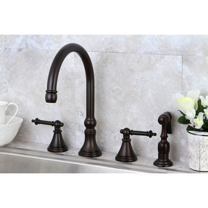 Kingston Brass KS2795TLBS Templeton Widespread Kitchen Faucet, Oil Rubbed Bronze