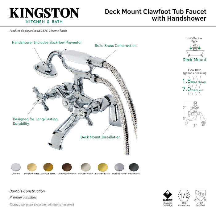 Kingston Brass KS287ORB Essex Clawfoot Tub Faucet with Hand Shower, Oil Rubbed Bronze