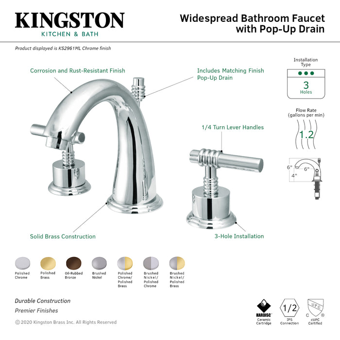 Kingston Brass KS2965ML Milano Widespread Bathroom Faucet, Oil Rubbed Bronze