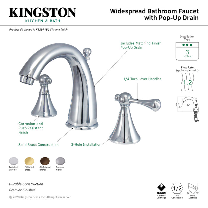 Kingston Brass KS2975BL 8 in. Widespread Bathroom Faucet, Oil Rubbed Bronze