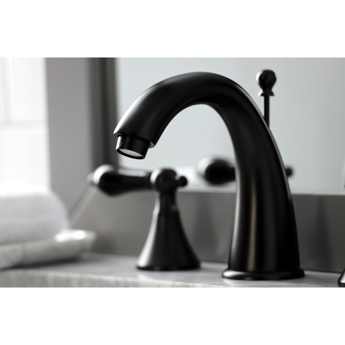 Kingston Brass KS2975PKL Duchess Widespread Bathroom Faucet with Brass Pop-Up, Oil Rubbed Bronze