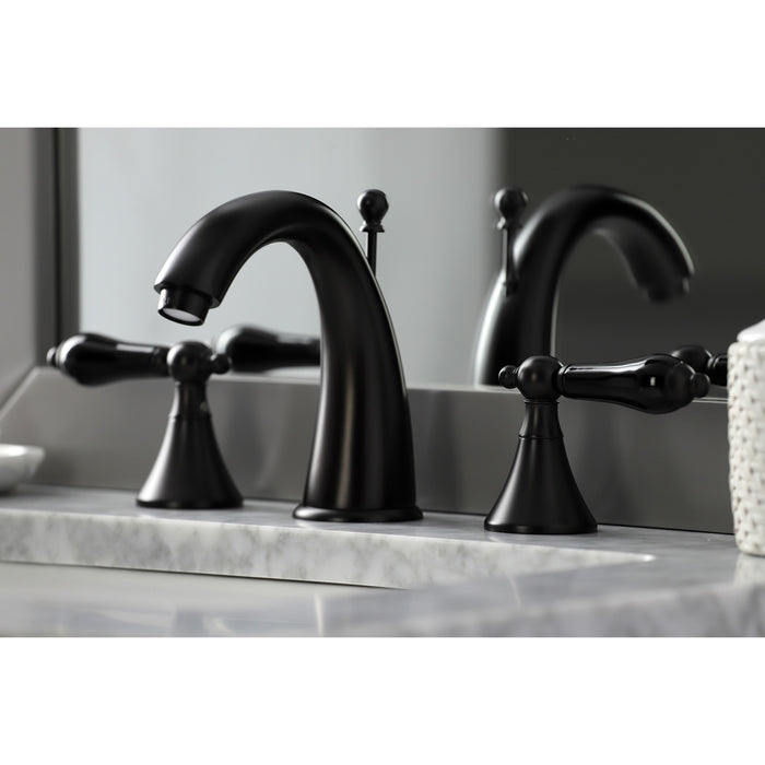 Kingston Brass KS2975PKL Duchess Widespread Bathroom Faucet with Brass Pop-Up, Oil Rubbed Bronze