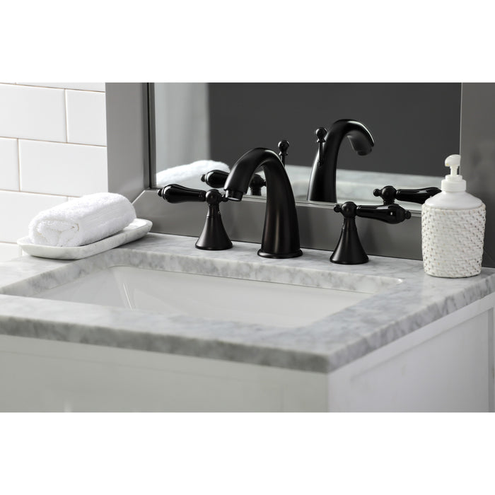 Kingston Brass KS2975PKL Duchess Widespread Bathroom Faucet with Brass Pop-Up, Oil Rubbed Bronze