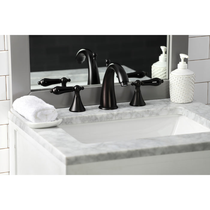 Kingston Brass KS2975PKL Duchess Widespread Bathroom Faucet with Brass Pop-Up, Oil Rubbed Bronze