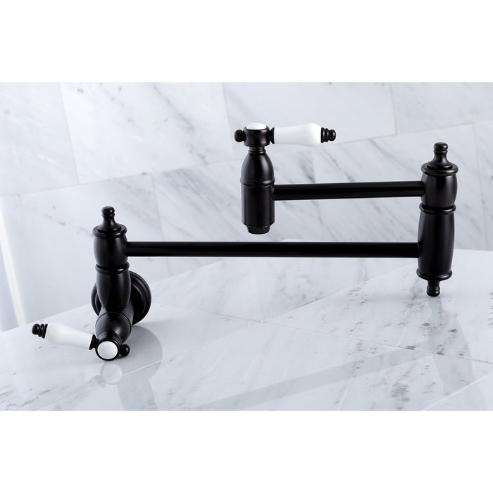 Kingston Brass KS3105BPL Bel-Air Wall Mount Pot Filler Kitchen Faucet, Oil Rubbed Bronze