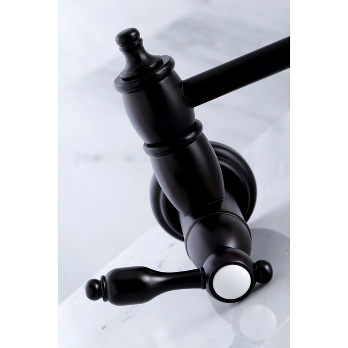 Kingston Brass KS3105TAL Tudor Wall Mount Pot Filler Kitchen Faucet, Oil Rubbed Bronze