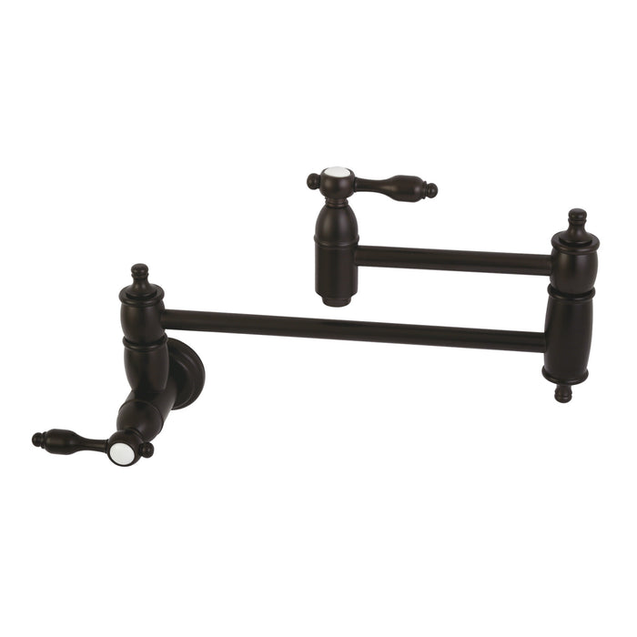 Kingston Brass KS3105TAL Tudor Wall Mount Pot Filler Kitchen Faucet, Oil Rubbed Bronze