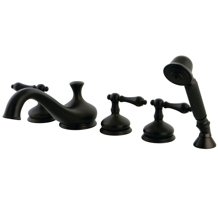 Kingston Brass KS33355AL Restoration 5-Piece Roman Tub Faucet with Hand Shower, Oil Rubbed Bronze