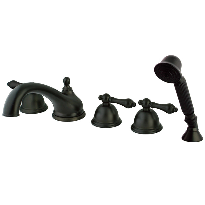 Kingston Brass KS33555AL Milano 5-Piece Roman Tub Faucet with Hand Shower, Oil Rubbed Bronze