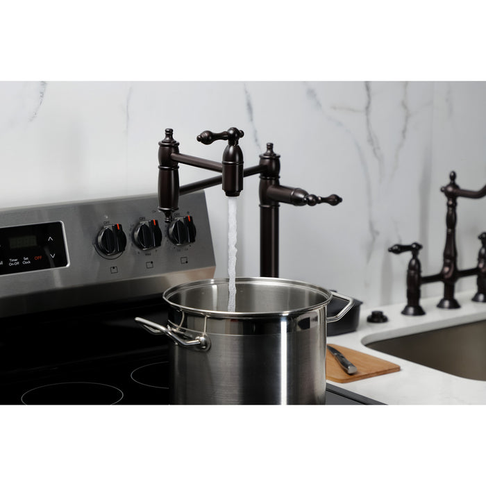 Kingston Brass KS3705AL Restoration Deck Mount Pot Filler, Oil Rubbed Bronze