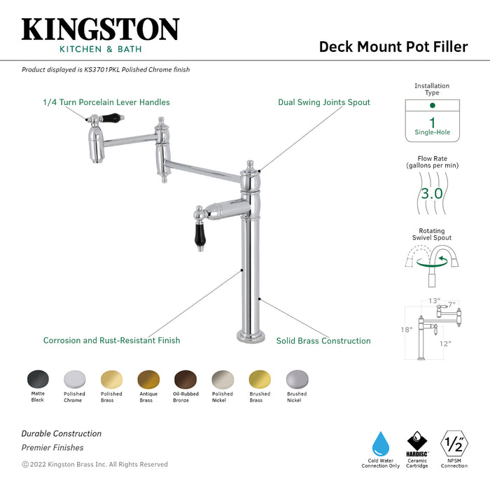 Kingston Brass KS3705PKL Duchess Deck Mount Pot Filler, Oil Rubbed Bronze