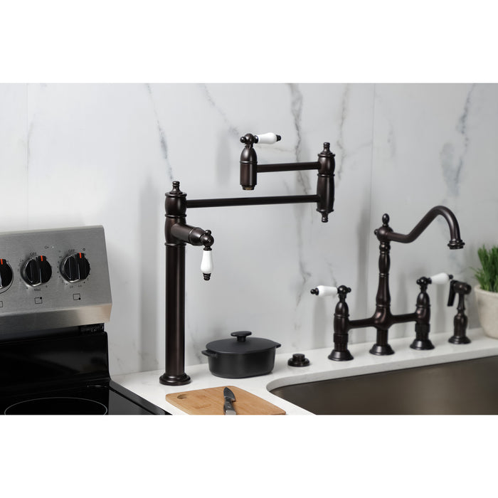 Kingston Brass KS3705PL Restoration Deck Mount Pot Filler, Oil Rubbed Bronze