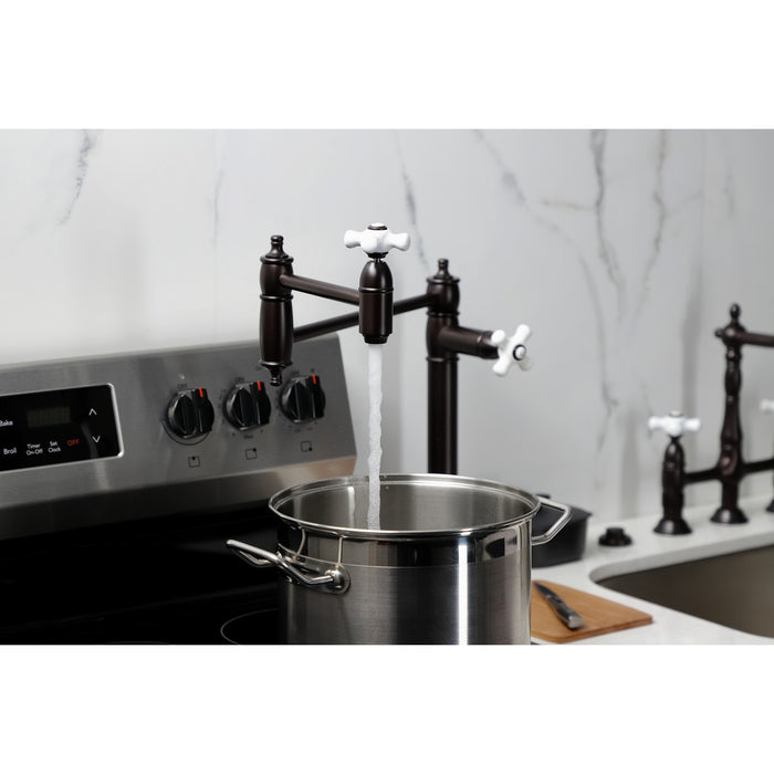 Kingston Brass KS3705PX Restoration Deck Mount Pot Filler, Oil Rubbed Bronze