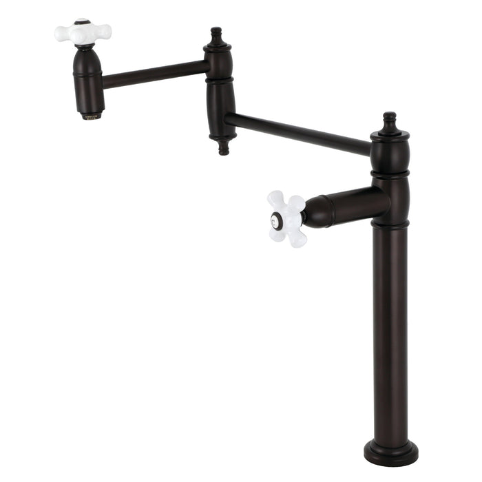 Kingston Brass KS3705PX Restoration Deck Mount Pot Filler, Oil Rubbed Bronze