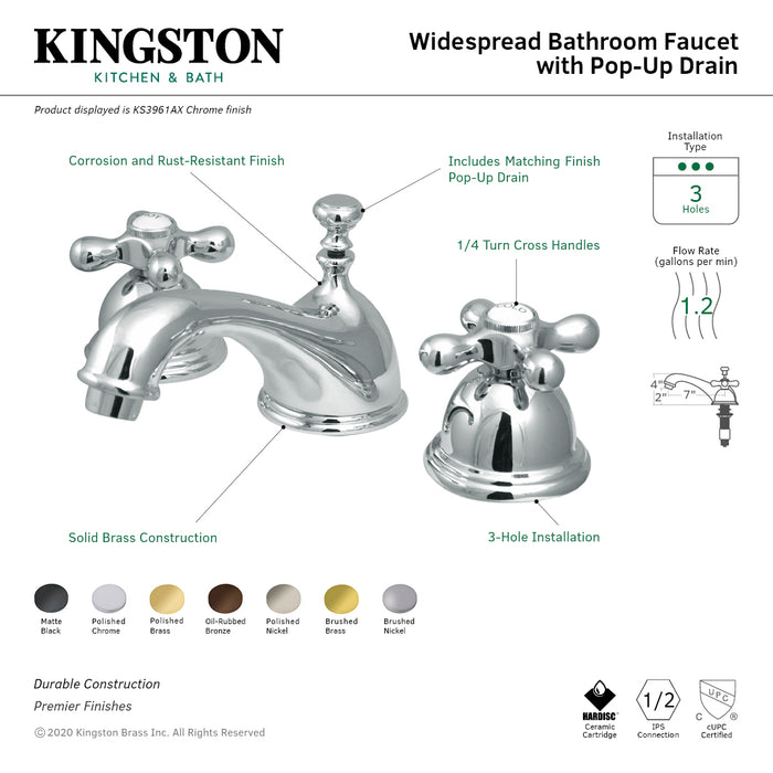 Kingston Brass KS3965AX 8 in. Widespread Bathroom Faucet, Oil Rubbed Bronze