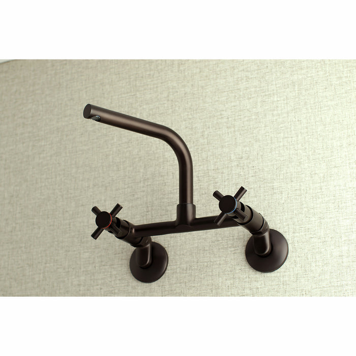 Kingston Brass Concord 8-Inch Adjustable Center Wall Mount Kitchen Faucet, Oil Rubbed Bronze