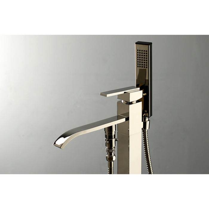 Kingston Brass KS4136QLL Executive Freestanding Tub Faucet with Hand Shower, Polished Nickel