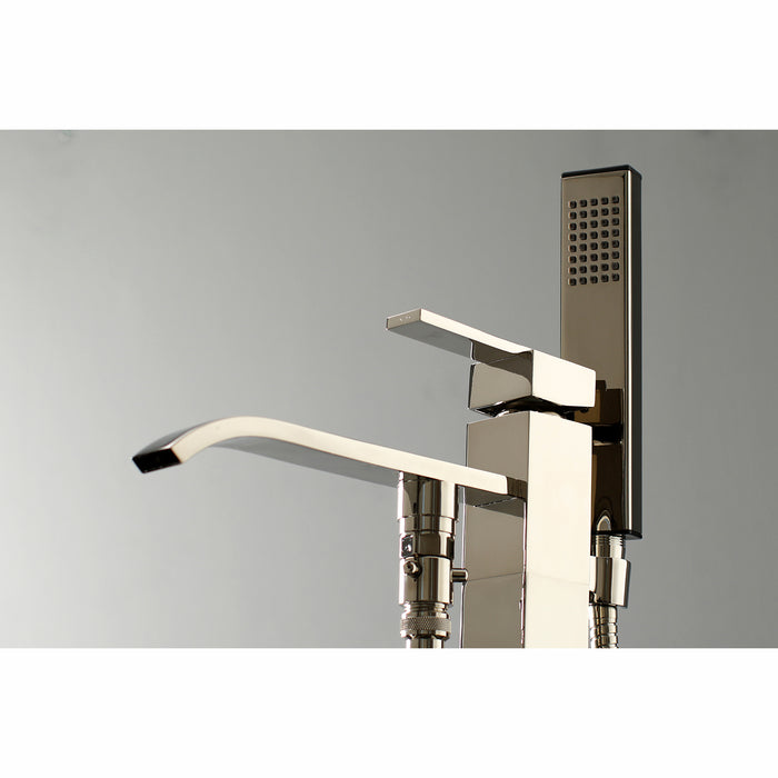 Kingston Brass KS4136QLL Executive Freestanding Tub Faucet with Hand Shower, Polished Nickel