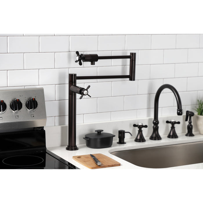 Kingston Brass KS4705BEX Essex Deck Mount Pot Filler, Oil Rubbed Bronze