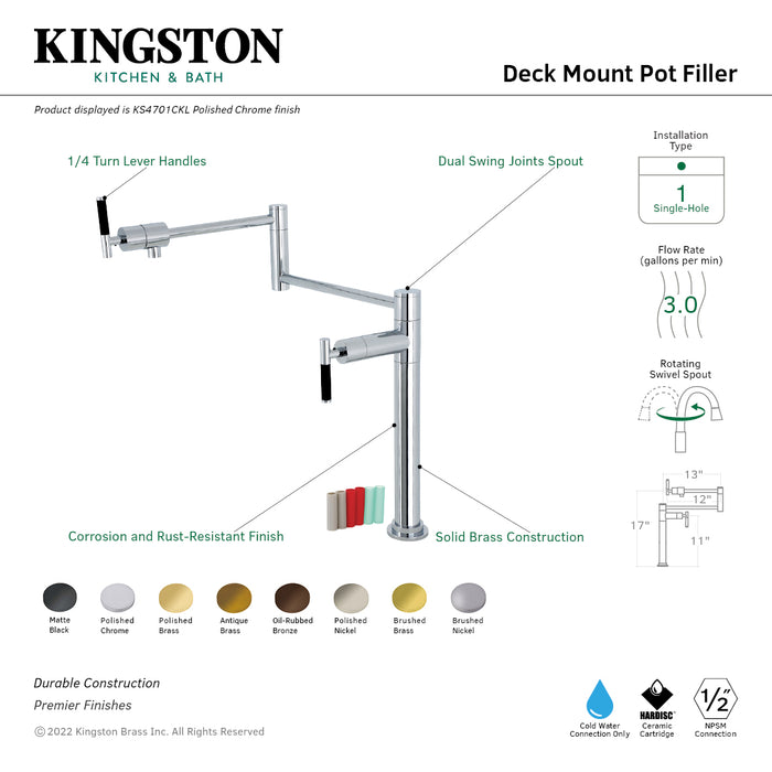 Kingston Brass KS4705CKL Kaiser Deck Mount Pot Filler Faucet, Oil Rubbed Bronze