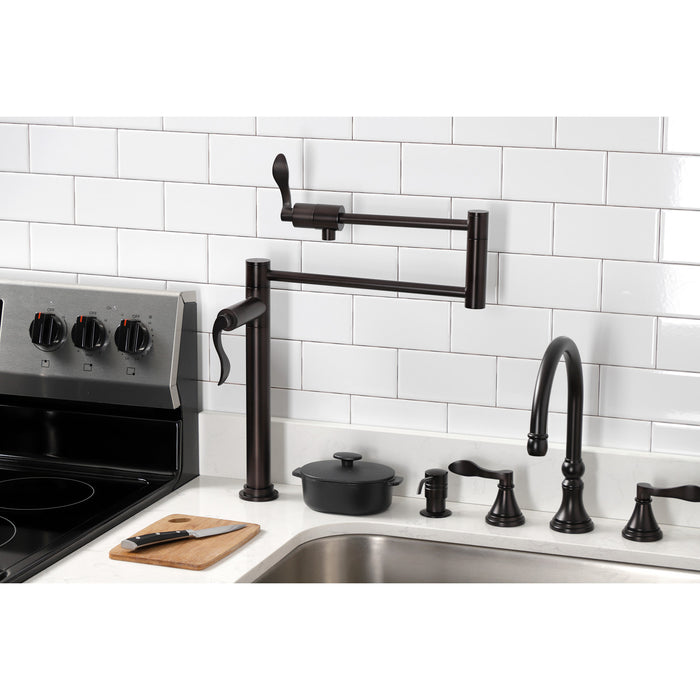 Kingston Brass KS4705DFL NuWave Deck Mount Pot Filler, Oil Rubbed Bronze