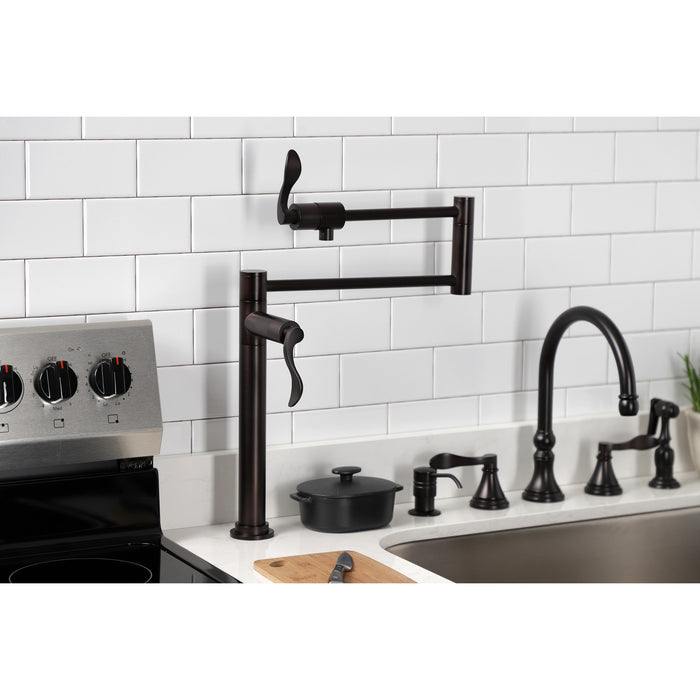 Kingston Brass KS4705DFL NuWave Deck Mount Pot Filler, Oil Rubbed Bronze