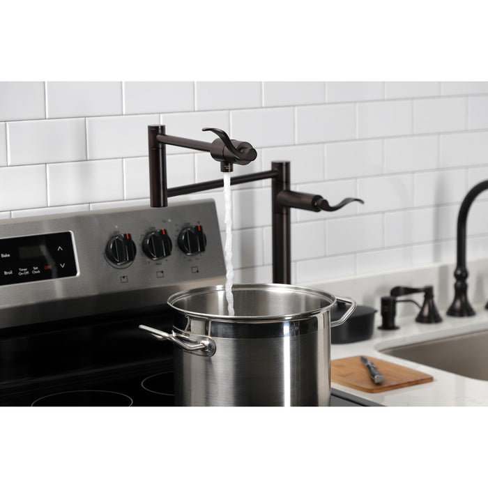 Kingston Brass KS4705DFL NuWave Deck Mount Pot Filler, Oil Rubbed Bronze