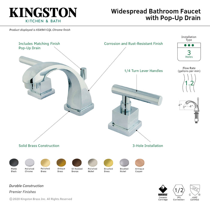 Kingston Brass KS4945CQL Claremont 8 in. Widespread Bathroom Faucet, Oil Rubbed Bronze