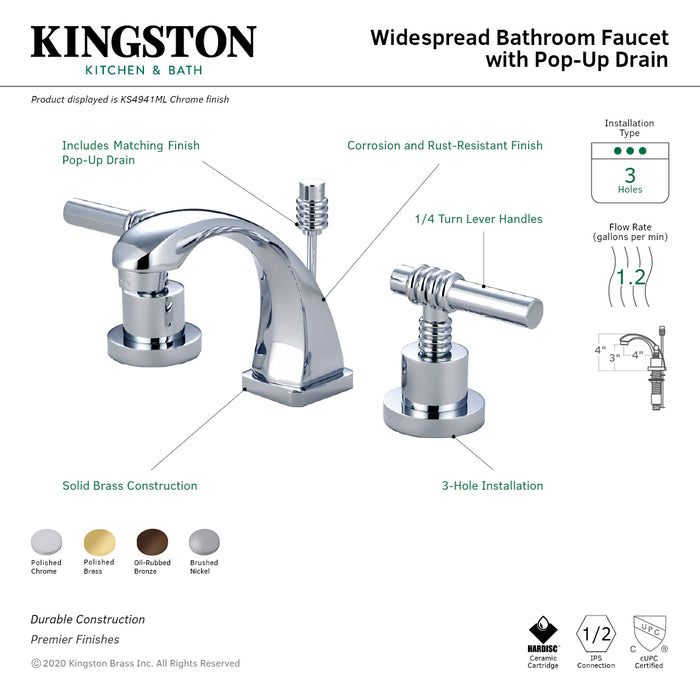 Kingston Brass KS4945ML Claremont Widespread Bathroom Faucet, Oil Rubbed Bronze