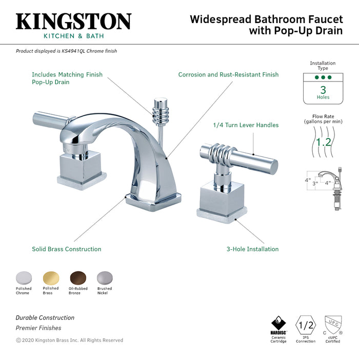 Kingston Brass KS4945QL Milano Widespread Bathroom Faucet, Oil Rubbed Bronze