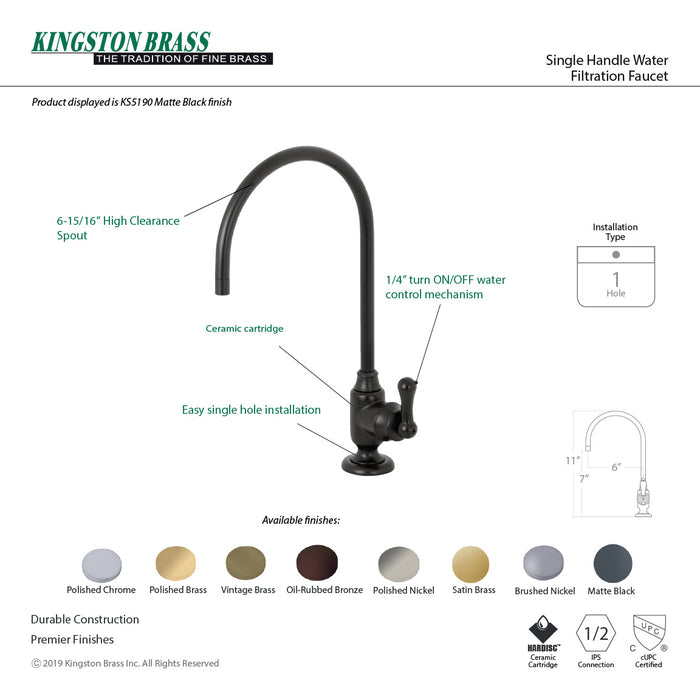 Kingston Brass KS5195AL Royale Single-Handle Water Filtration Faucet, Oil Rubbed Bronze