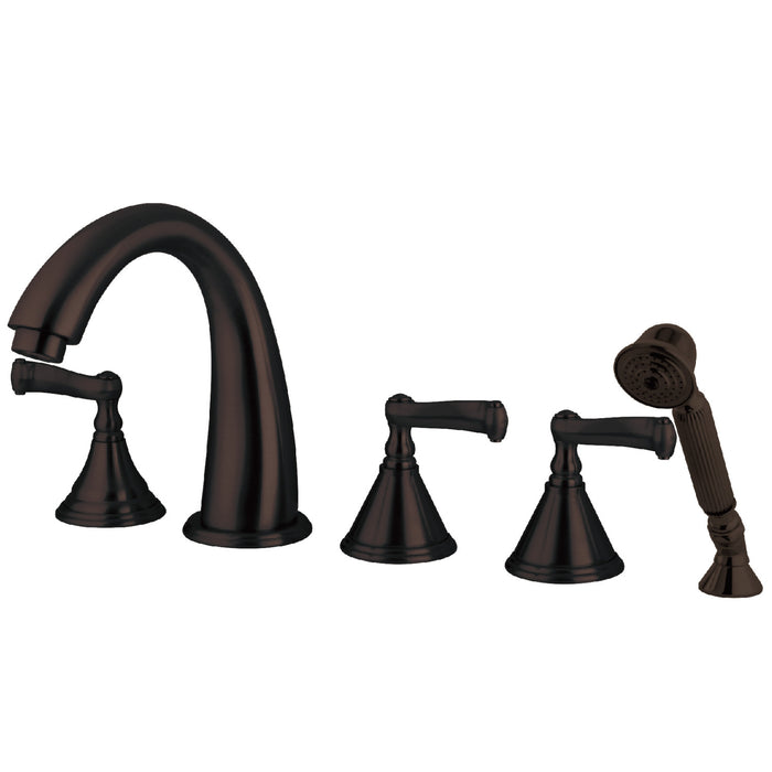 Kingston Brass KS53655FL Royale 5-Piece Roman Tub Faucet with Hand Shower, Oil Rubbed Bronze