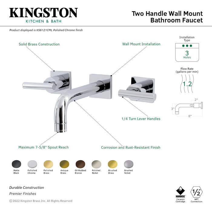 Kingston Brass KS6125CML Manhattan Two-Handle Wall Mount Bathroom Faucet, Oil Rubbed Bronze