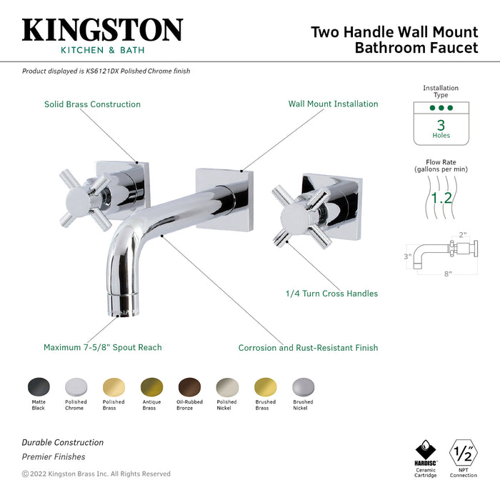 Kingston Brass KS6125DX Concord Two-Handle Wall Mount Bathroom Faucet, Oil Rubbed Bronze