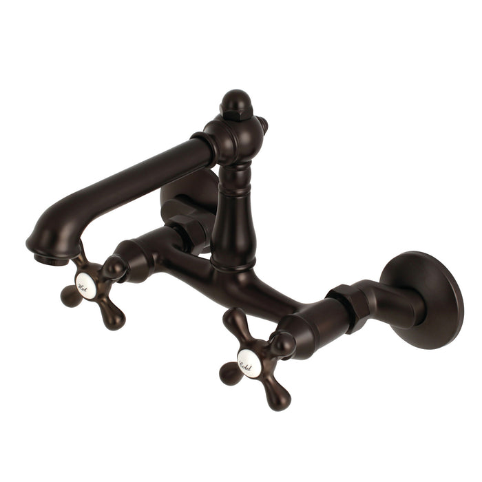 Kingston Brass English Country 6-Inch Adjustable Center Wall Mount Kitchen Faucet, Oil Rubbed Bronze