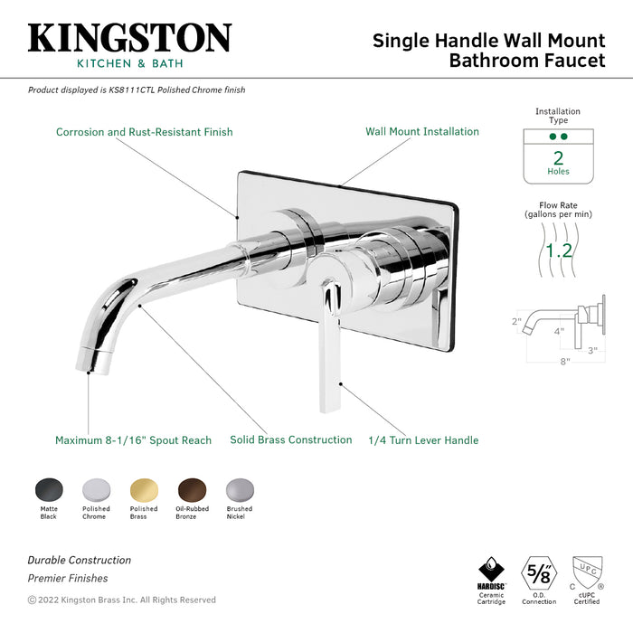 Kingston Brass KS8115CTL Single-Handle Wall Mount Bathroom Faucet, Oil Rubbed Bronze