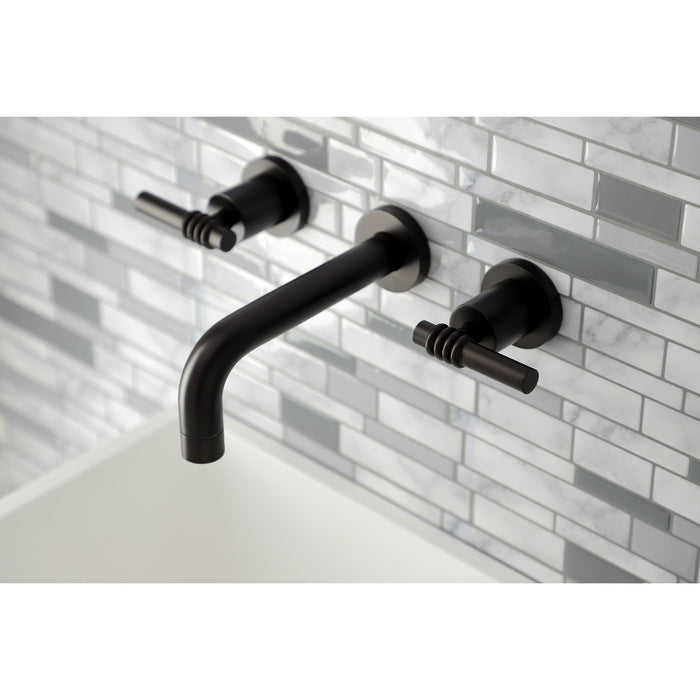 Kingston Brass KS8125ML Milano 2-Handle 8 in. Wall Mount Bathroom Faucet, Oil Rubbed Bronze