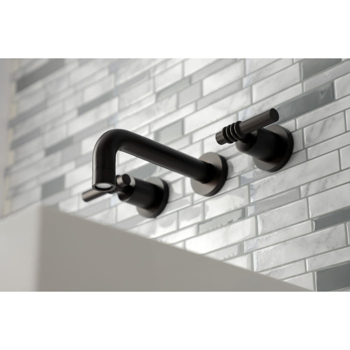 Kingston Brass KS8125ML Milano 2-Handle 8 in. Wall Mount Bathroom Faucet, Oil Rubbed Bronze