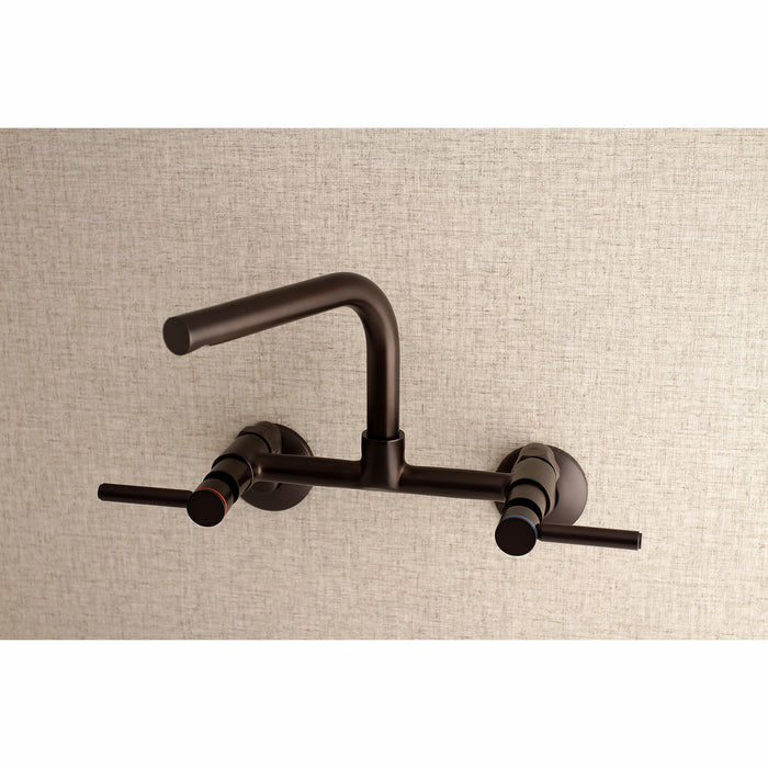 Kingston Brass Concord 8-Inch Adjustable Center Wall Mount Kitchen Faucet, Oil Rubbed Bronze