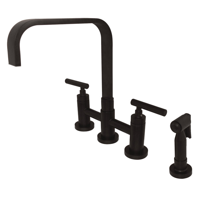 Kingston Brass KS8255CMLBS Manhattan Bridge Kitchen Faucet with Brass Sprayer, Oil Rubbed Bronze