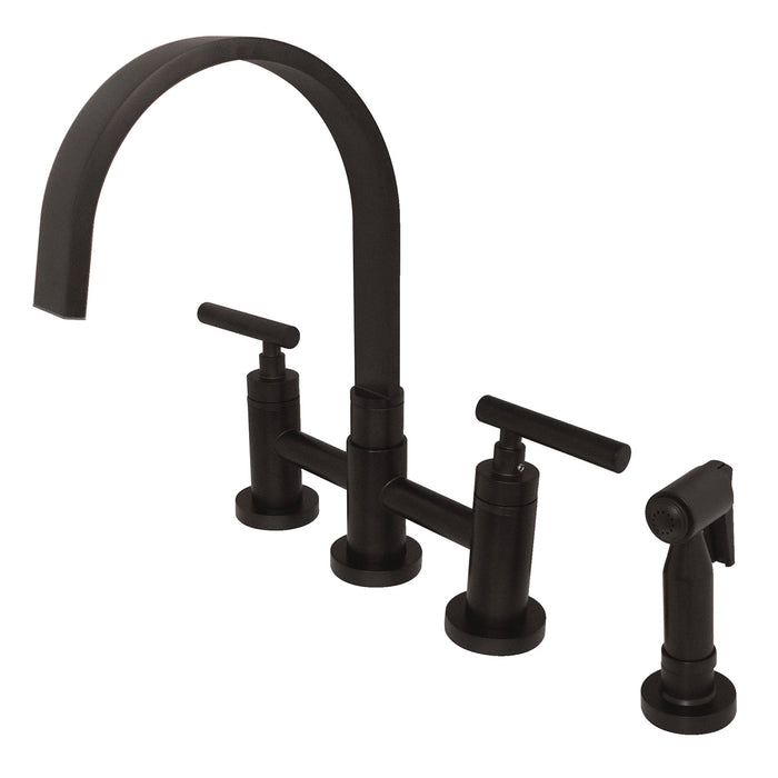 Kingston Brass KS8265CMLBS Manhattan Bridge Kitchen Faucet with Brass Sprayer, Oil Rubbed Bronze